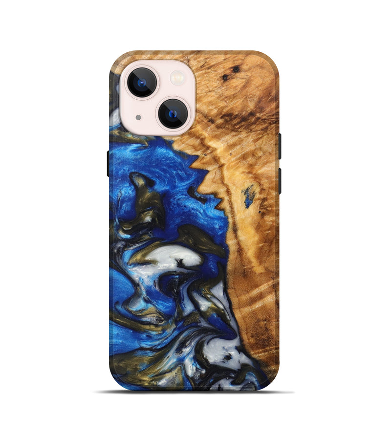 iPhone 13 mini Wood+Resin Live Edge Phone Case - Donny (Dark Blue, 611113)