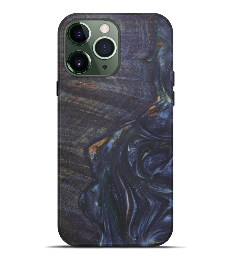 iPhone 13 Pro Max Wood+Resin Live Edge Phone Case - Penny (Dark Blue, 577488)