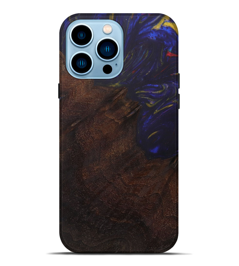 iPhone 14 Pro Max Wood+Resin Live Edge Phone Case - Caitlin (Blue, 619587)