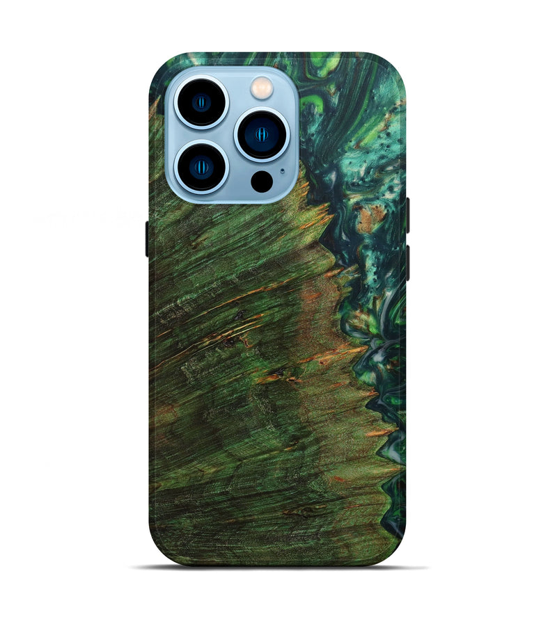 iPhone 14 Pro Wood+Resin Live Edge Phone Case - Dat (Green, 633166)