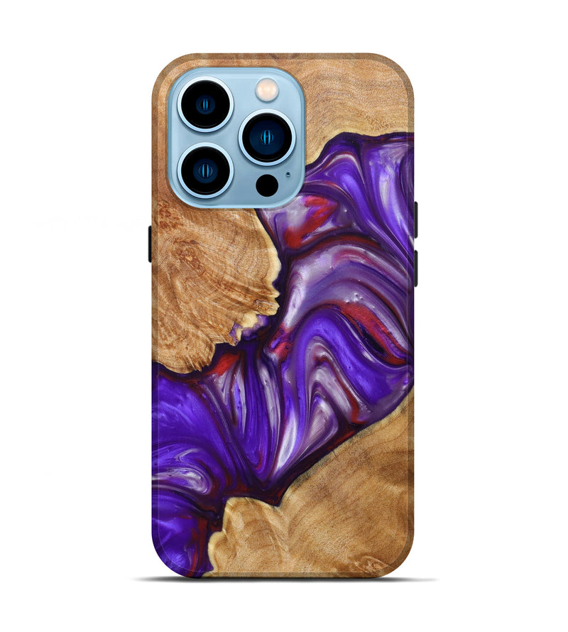 iPhone 14 Pro Wood+Resin Live Edge Phone Case - Erica (Purple, 623916)