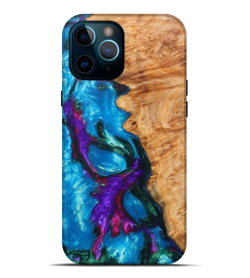 iPhone 12 Pro Max Wood+Resin Live Edge Phone Case - Reagan (Light Blue, 605639)