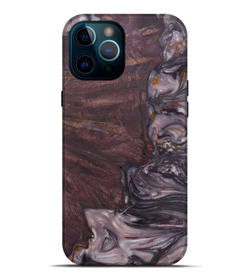 iPhone 12 Pro Max Wood+Resin Live Edge Phone Case - Malethia (Dark Red, 576785)