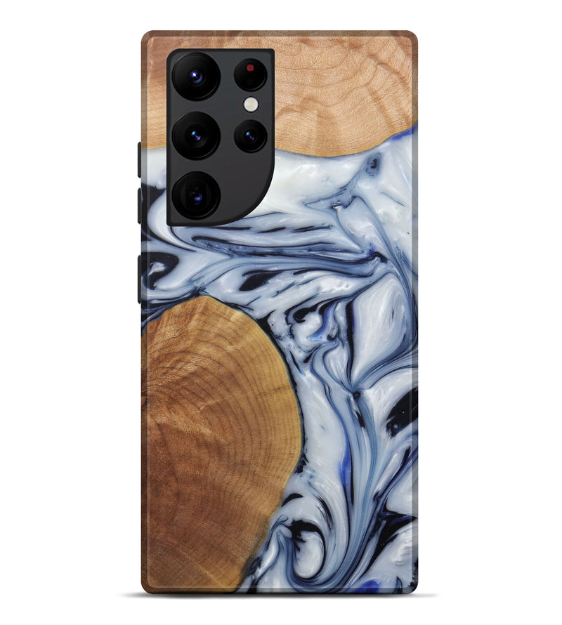 Galaxy S22 Ultra Wood+Resin Live Edge Phone Case - Jayme (Black & White, 581229)
