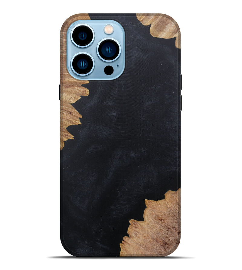 iPhone 14 Pro Max Wood+Resin Live Edge Phone Case - Sidonia (Pure Black, 590667)