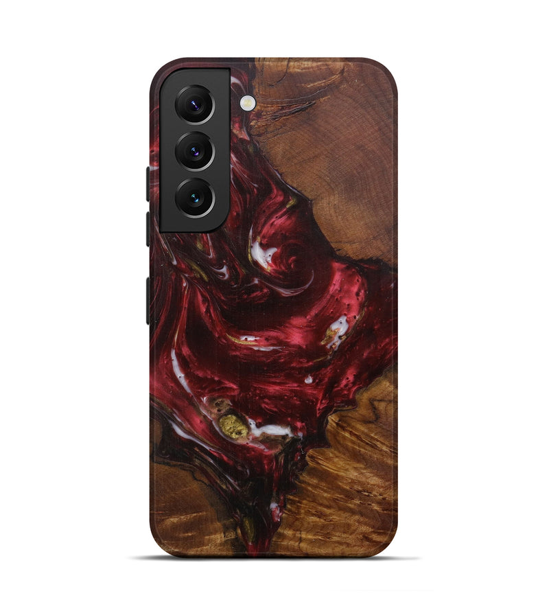 Galaxy S22 Wood+Resin Live Edge Phone Case - Leisha (Dark Red, 592342)