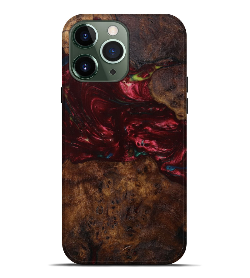 iPhone 13 Pro Max Wood+Resin Live Edge Phone Case - Reagan (Dark Red, 610785)