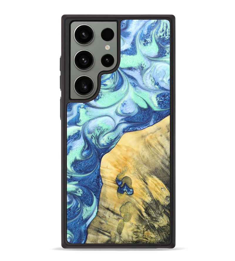 Galaxy S23 Ultra Wood+Resin Phone Case - Brenden (Blue, 625857)