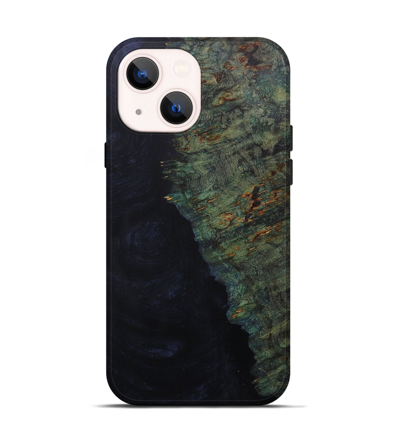 iPhone 14 Wood+Resin Live Edge Phone Case - Barney (Pure Black, 610326)