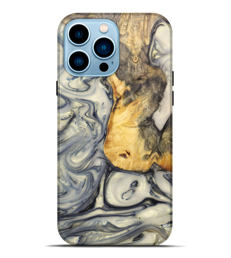iPhone 14 Pro Max Wood+Resin Live Edge Phone Case - Vivaan (Blue, 624481)