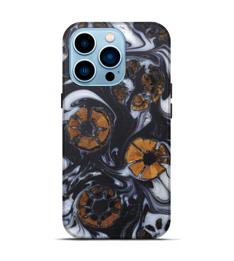 iPhone 14 Pro Wood+Resin Live Edge Phone Case - Clifton (Black & White, 602506)