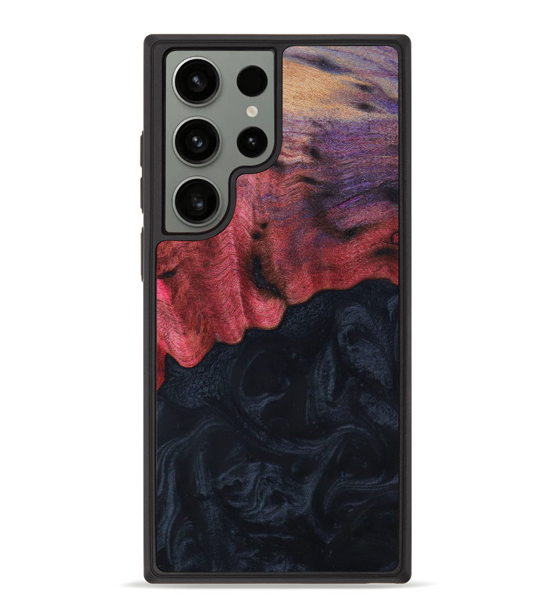 Galaxy S23 Ultra Wood+Resin Phone Case - Scarlet (Black & White, 638329)