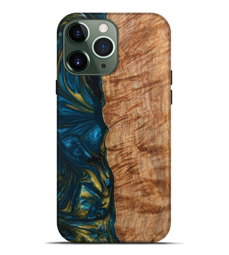 iPhone 13 Pro Max Wood+Resin Live Edge Phone Case - Amalee (Blue, 633237)
