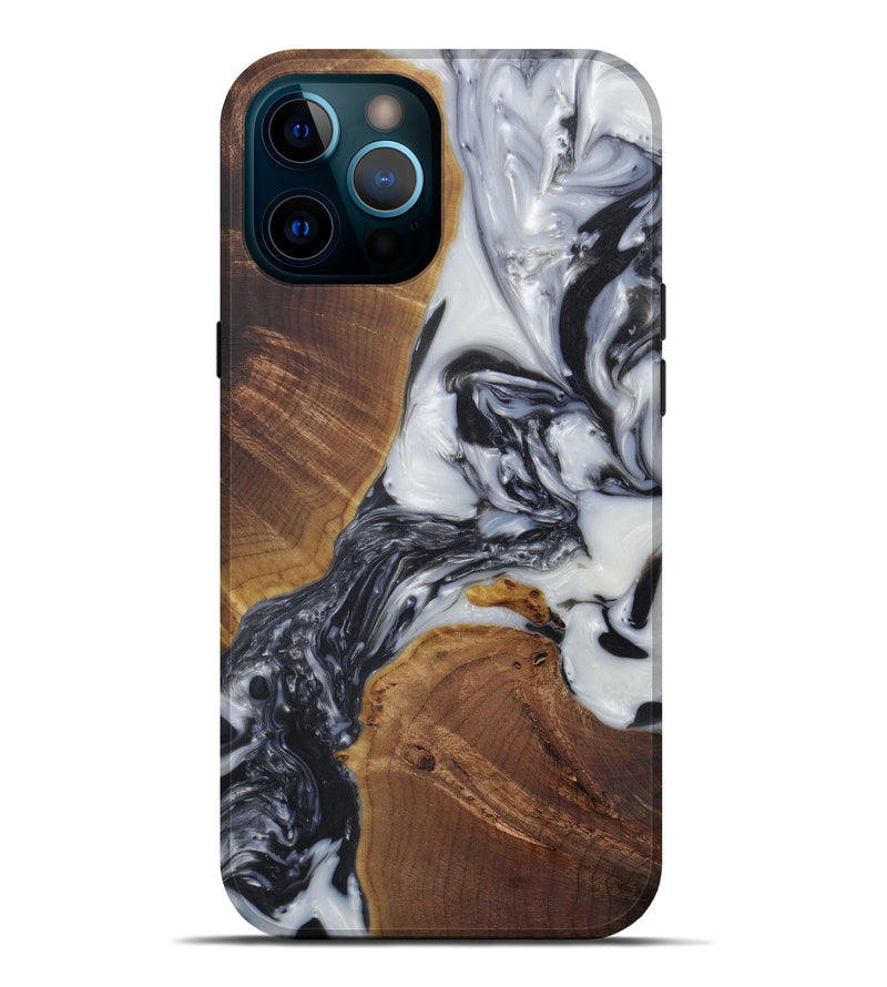 iPhone 12 Pro Max Wood+Resin Live Edge Phone Case - Anallise (Black & White, 575509)