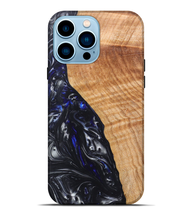 iPhone 14 Pro Max Wood+Resin Live Edge Phone Case - Bailey (Black & White, 620746)