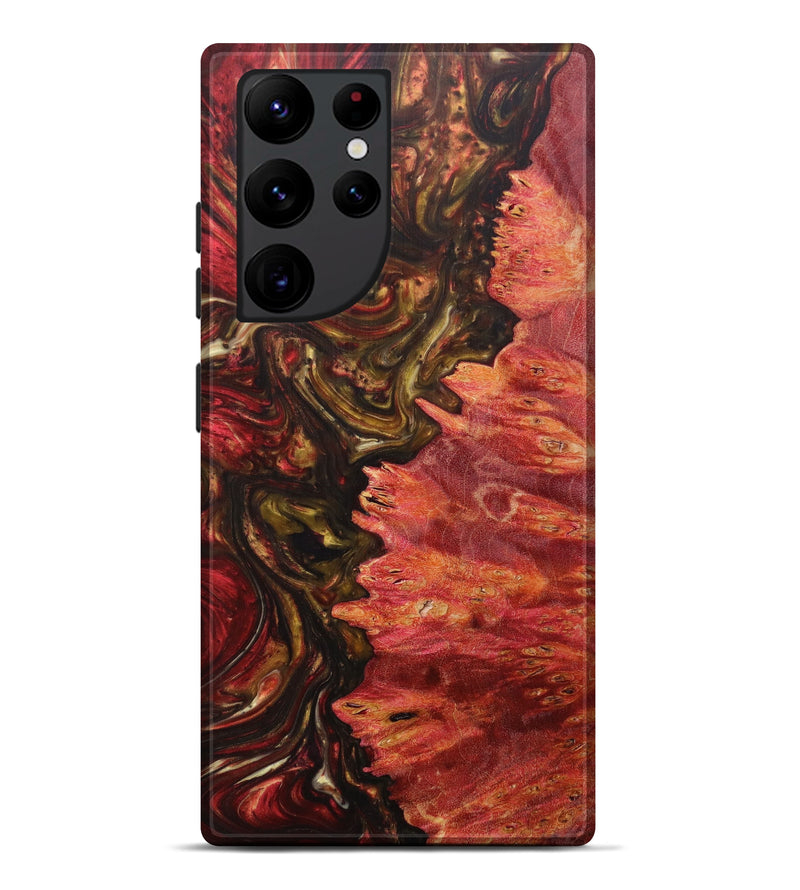 Galaxy S22 Ultra Wood+Resin Live Edge Phone Case - Herbert (Dark Red, 596342)