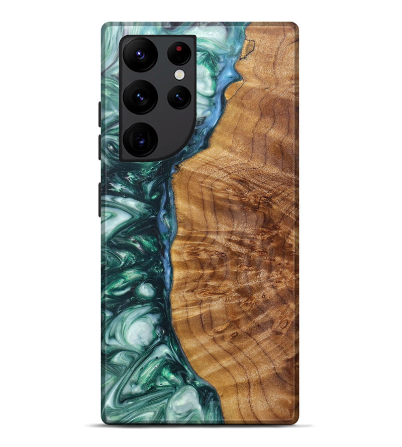 Galaxy S22 Ultra Wood+Resin Live Edge Phone Case - Natalya (Dark Green, 608575)