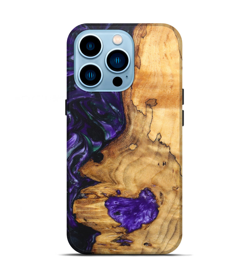 iPhone 14 Pro Wood+Resin Live Edge Phone Case - Giselle (Purple, 641025)