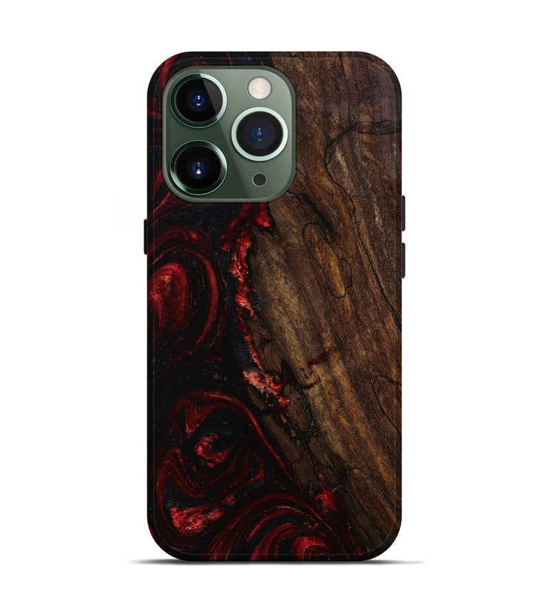 iPhone 13 Pro Wood+Resin Live Edge Phone Case - Joy (Red, 646727)