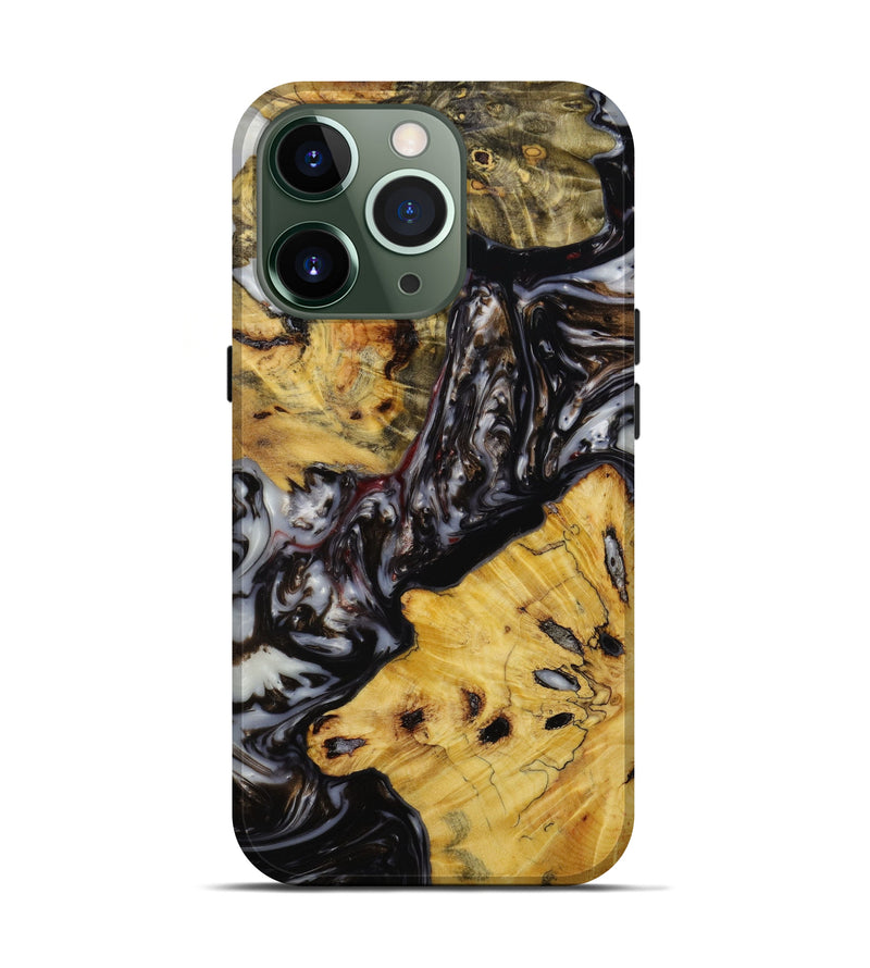 iPhone 13 Pro Wood+Resin Live Edge Phone Case - Brenden (Black & White, 648338)
