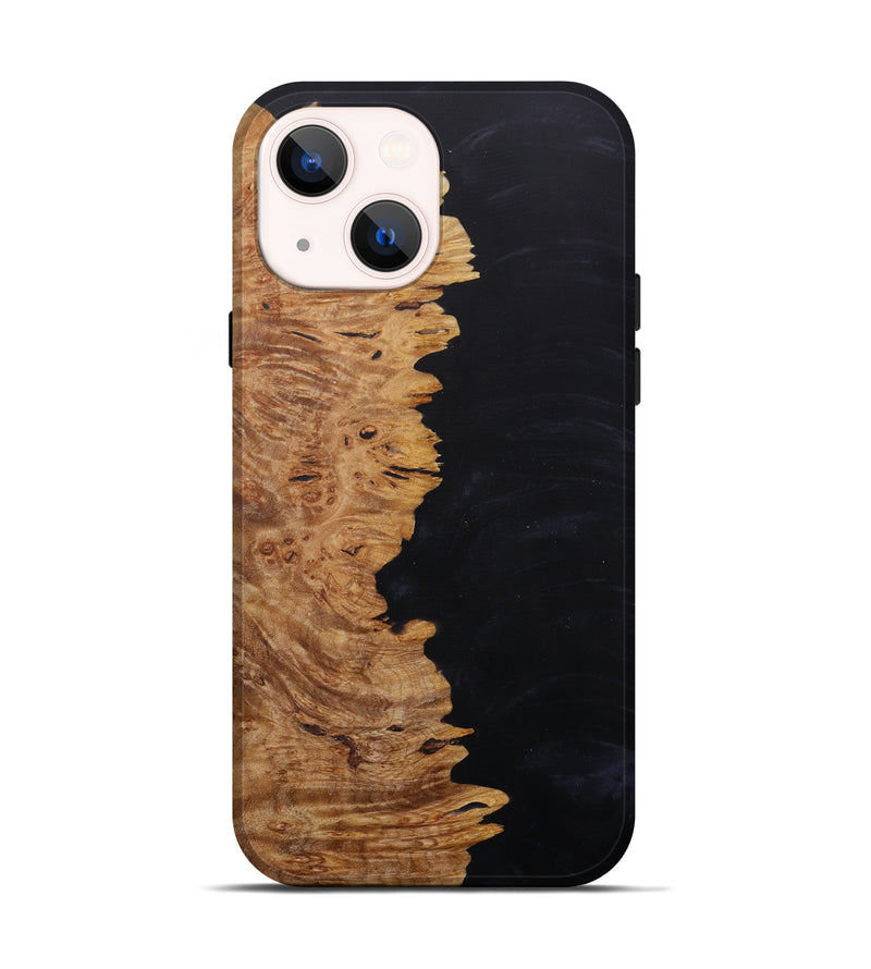 iPhone 14 Wood+Resin Live Edge Phone Case - Niki (Pure Black, 619606)
