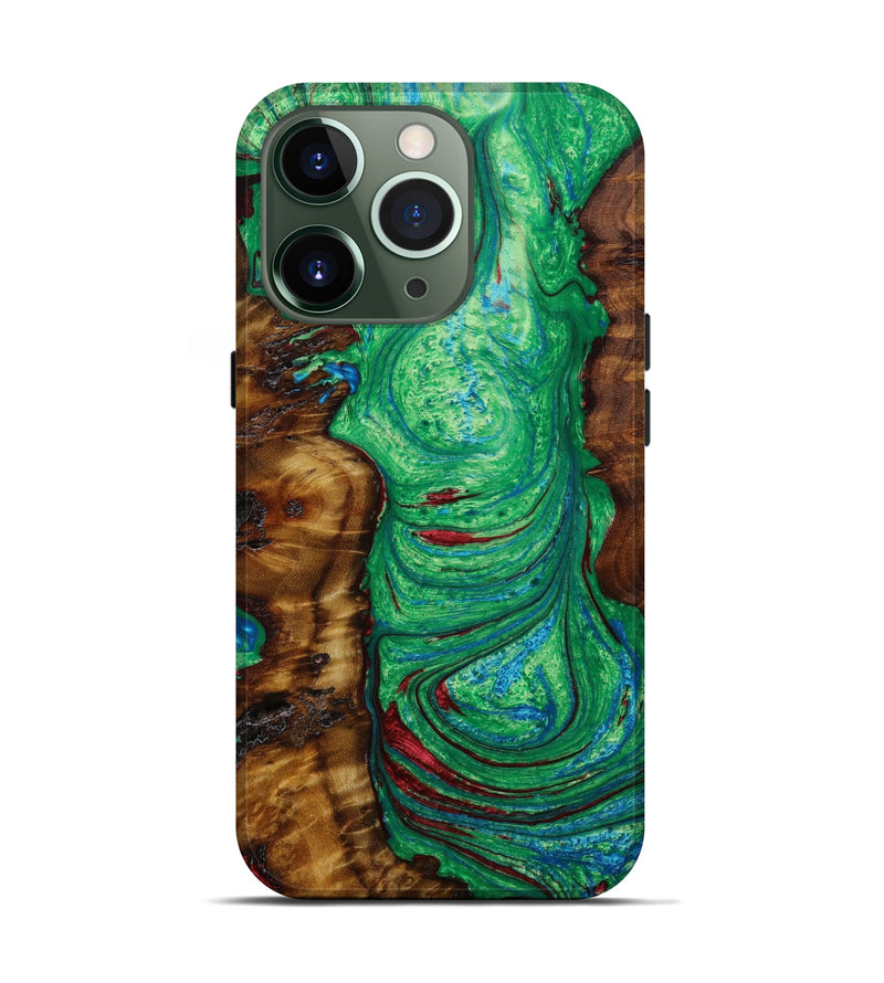 iPhone 13 Pro Wood+Resin Live Edge Phone Case - Dawson (Green, 642876)