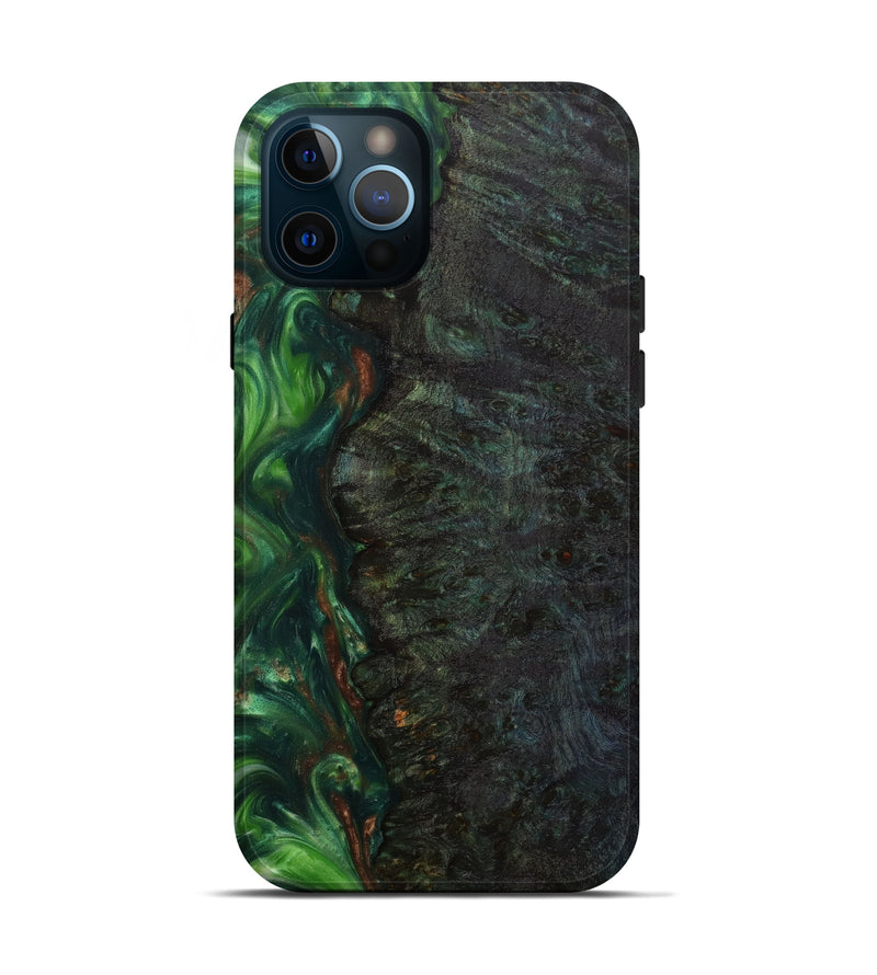 iPhone 12 Pro Wood+Resin Live Edge Phone Case - Marya (Dark Green, 596608)