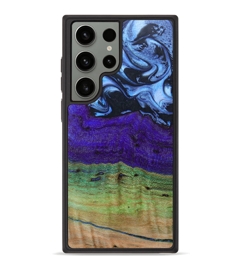 Galaxy S23 Ultra Wood+Resin Phone Case - Ivan (Blue, 631313)