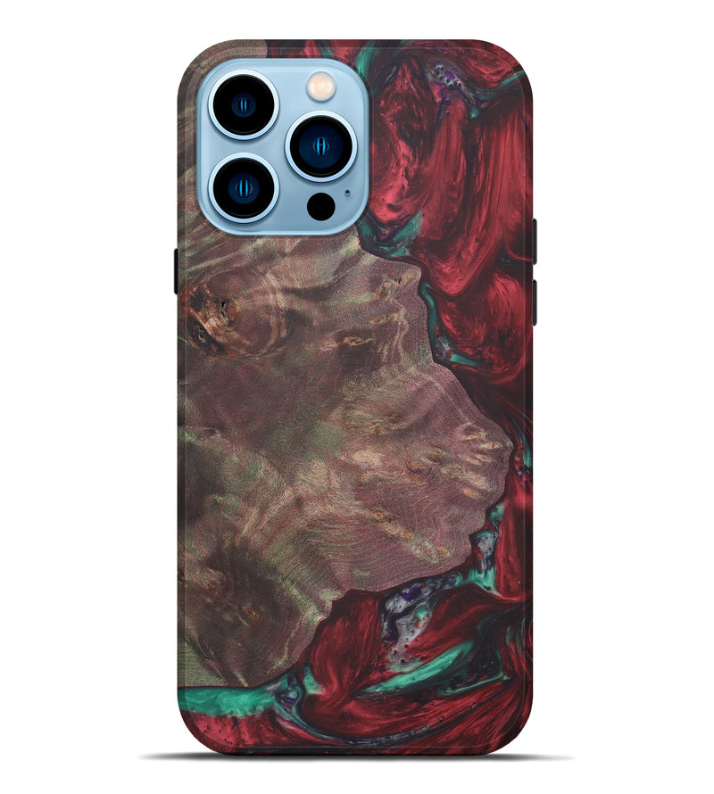 iPhone 14 Pro Max Wood+Resin Live Edge Phone Case - Janeva (Dark Red, 579145)