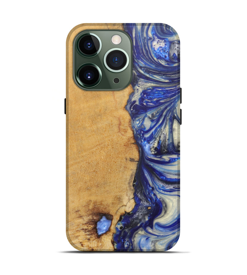 iPhone 13 Pro Wood+Resin Live Edge Phone Case - Kam (Light Blue, 601202)