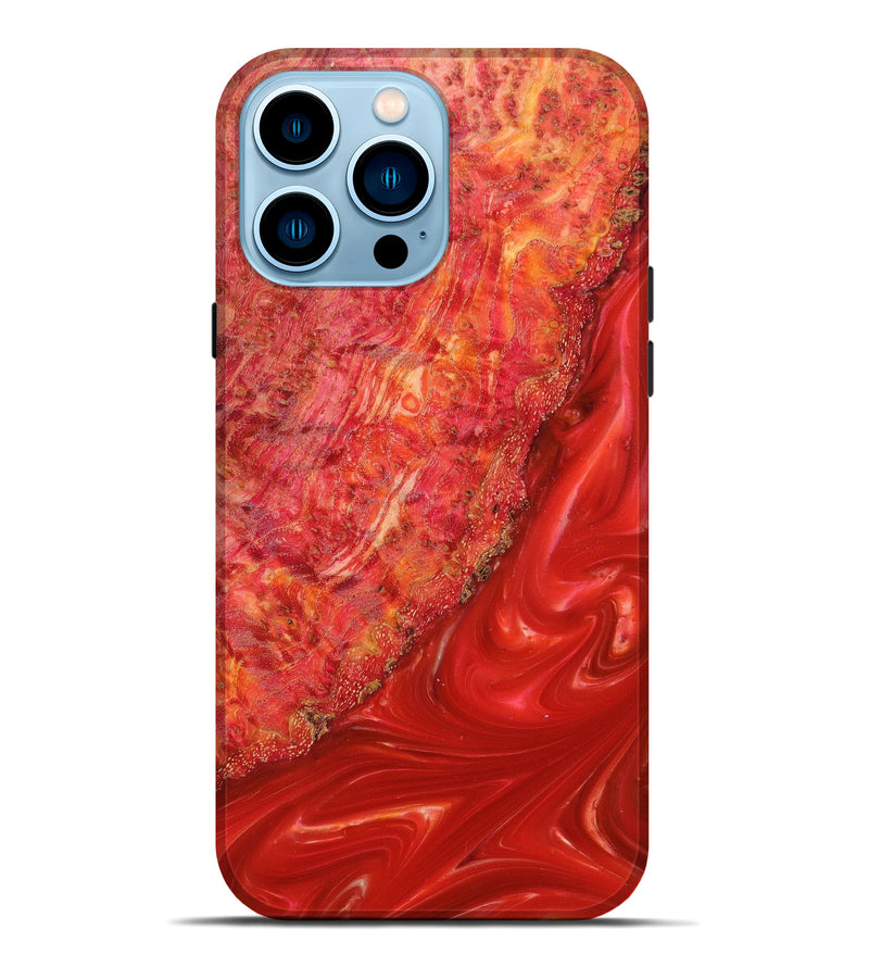 iPhone 14 Pro Max Wood+Resin Live Edge Phone Case - Roy (Red, 635549)