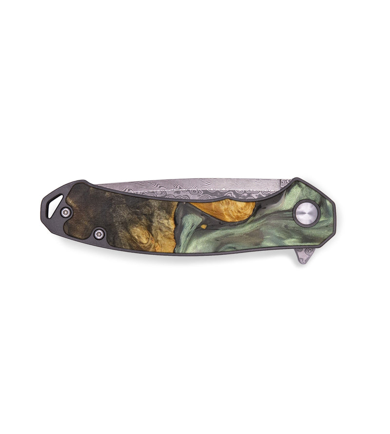 EDC Wood+Resin Pocket Knife - Shelly (Green, 636484)