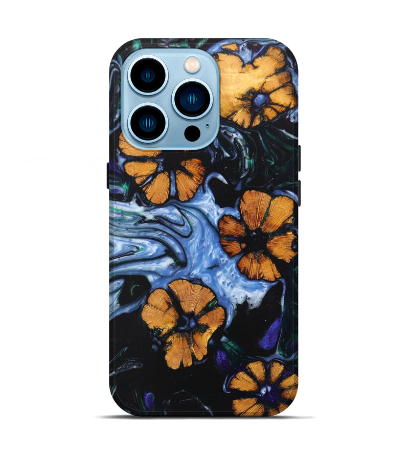 iPhone 14 Pro Wood+Resin Live Edge Phone Case - Gracelynn (Green, 624484)