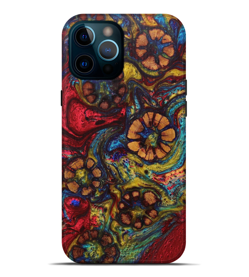 iPhone 12 Pro Max Wood+Resin Live Edge Phone Case - Ashien (Dark Red, 605543)