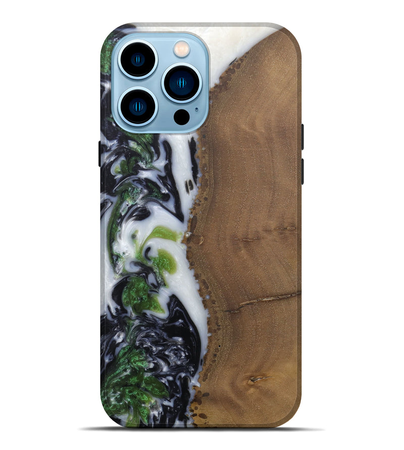 iPhone 14 Pro Max Wood+Resin Live Edge Phone Case - Moel (Black & White, 581234)