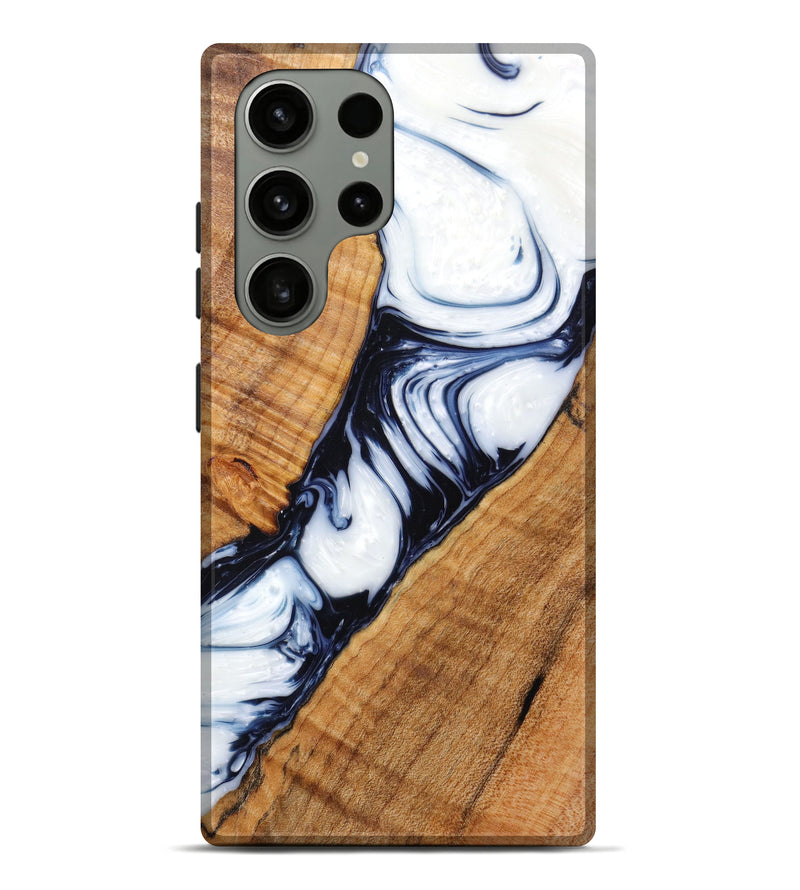 Galaxy S23 Ultra Wood+Resin Live Edge Phone Case - Rayna (Black & White, 625373)