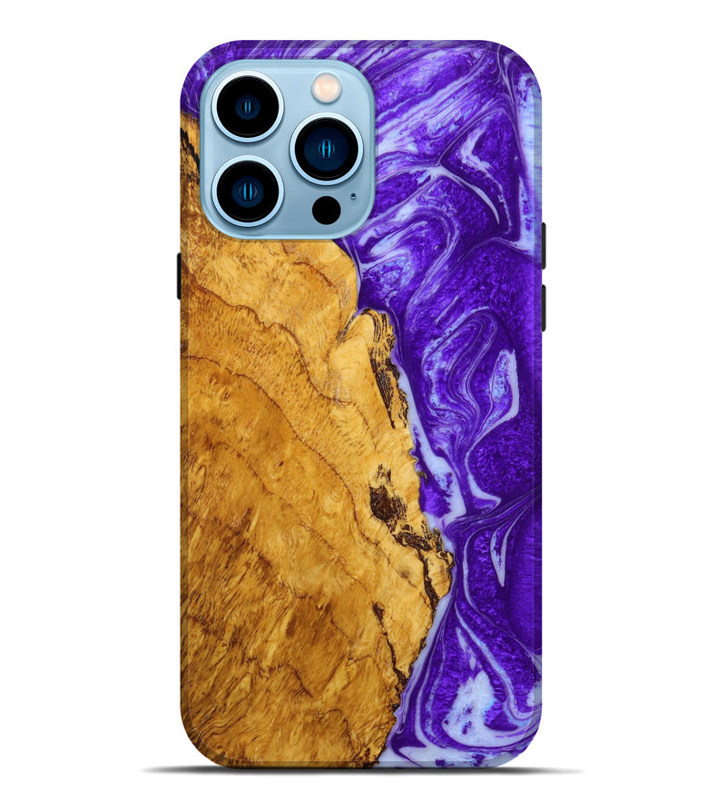 iPhone 14 Pro Max Wood+Resin Live Edge Phone Case - Axel (Purple, 640477)