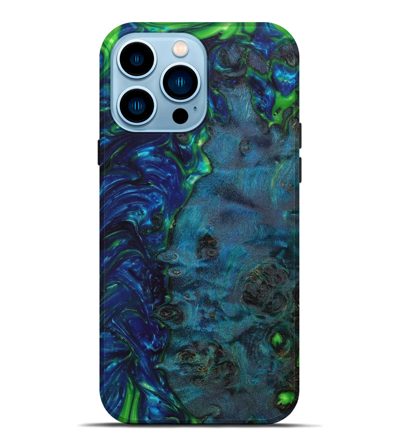 iPhone 14 Pro Max Wood+Resin Live Edge Phone Case - Raven (Blue, 645555)