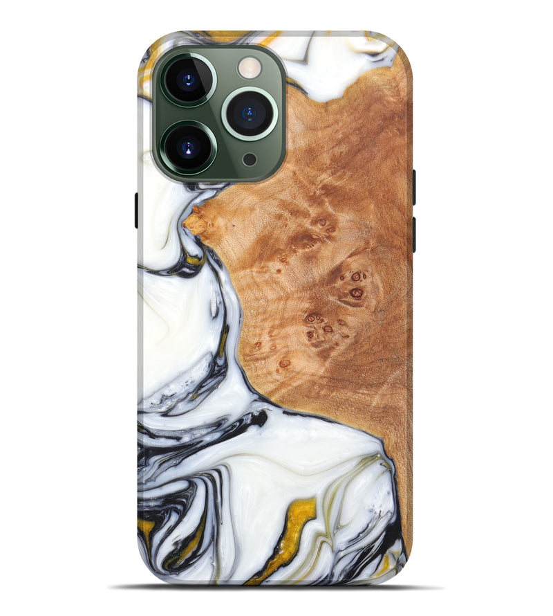 iPhone 13 Pro Max Wood+Resin Live Edge Phone Case - Win (Black & White, 606487)