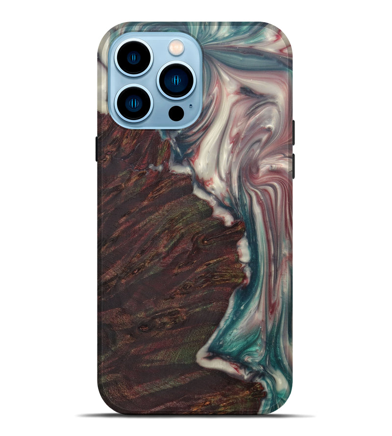 iPhone 14 Pro Max Wood+Resin Live Edge Phone Case - Daveen (Dark Green, 594833)