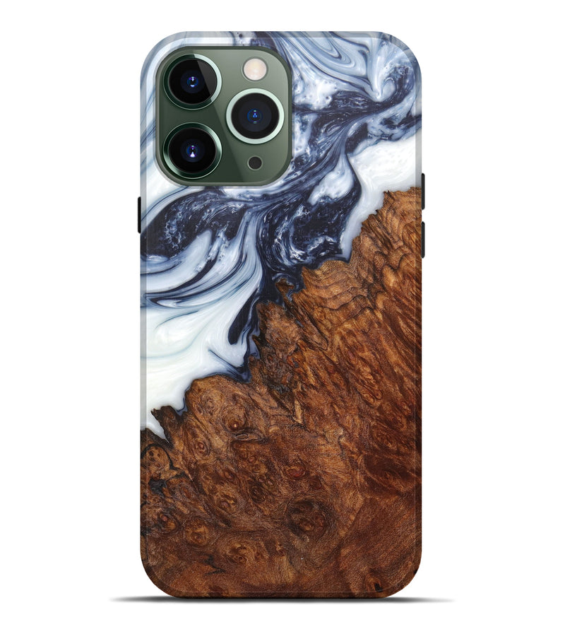 iPhone 13 Pro Max Wood+Resin Live Edge Phone Case - Rhett (Black & White, 606478)