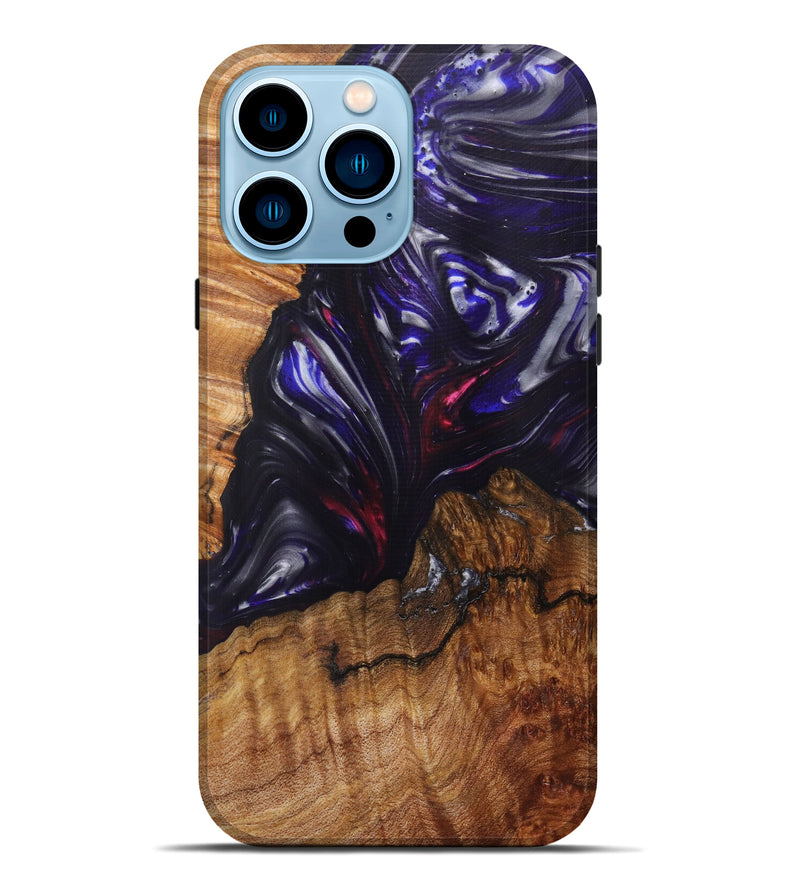 iPhone 14 Pro Max Wood+Resin Live Edge Phone Case - Aida (Purple, 614950)