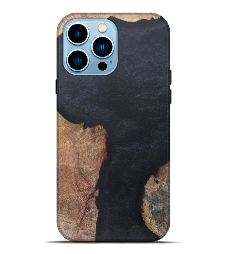 iPhone 14 Pro Max Wood+Resin Live Edge Phone Case - Fariba (Pure Black, 590640)