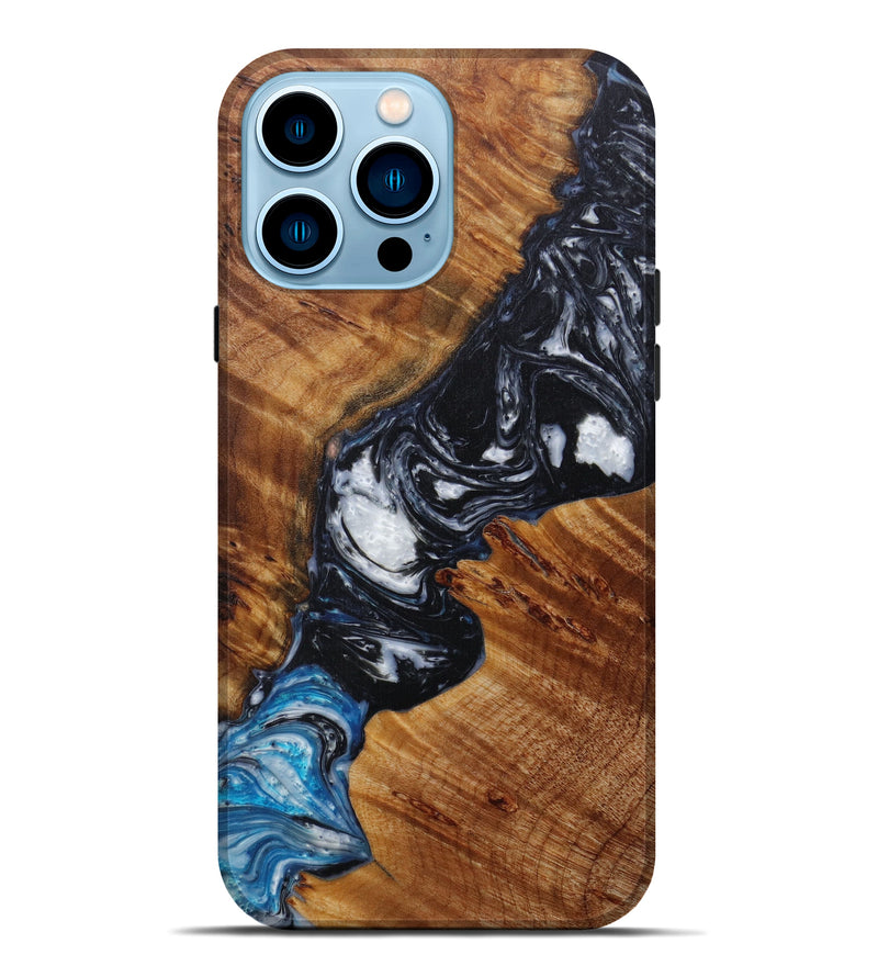 iPhone 14 Pro Max Wood+Resin Live Edge Phone Case - Lecien (Black & White, 591774)