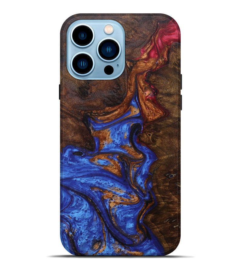 iPhone 14 Pro Max Wood+Resin Live Edge Phone Case - Manh (Light Blue, 596661)