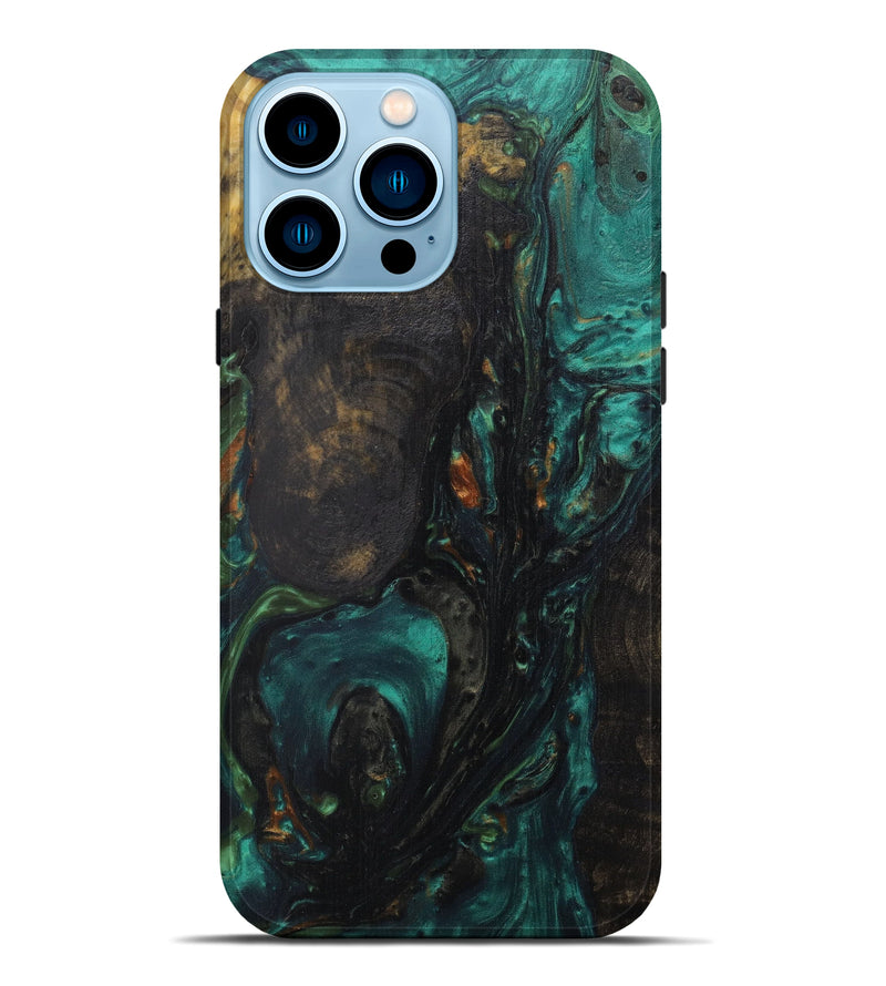 iPhone 14 Pro Max Wood+Resin Live Edge Phone Case - Tobey (Light Blue, 591403)
