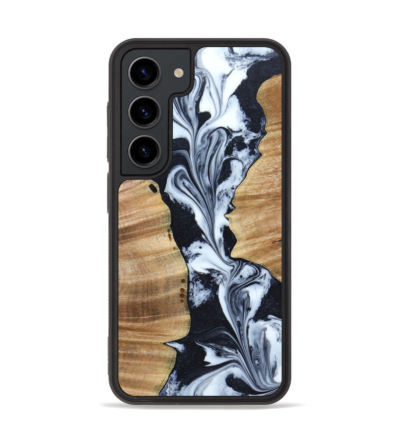 Galaxy S23 Wood+Resin Phone Case - Casey (Black & White, 645291)