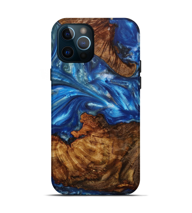 iPhone 12 Pro Wood+Resin Live Edge Phone Case - Jenelle (Light Blue, 610612)