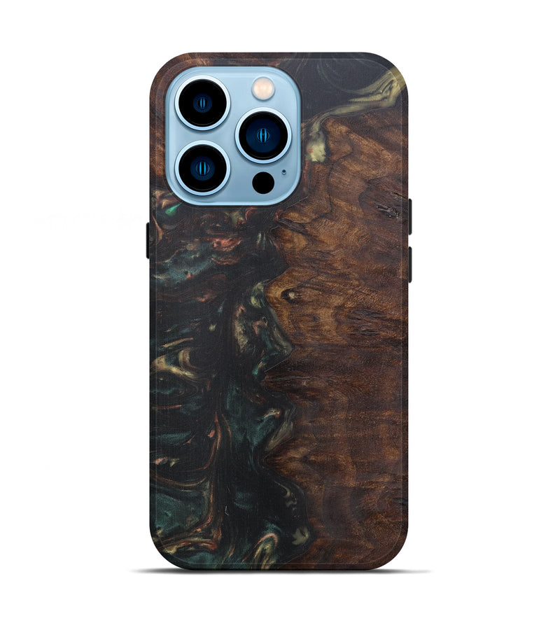 iPhone 14 Pro Wood+Resin Live Edge Phone Case - Sylvio (Dark Green, 594835)
