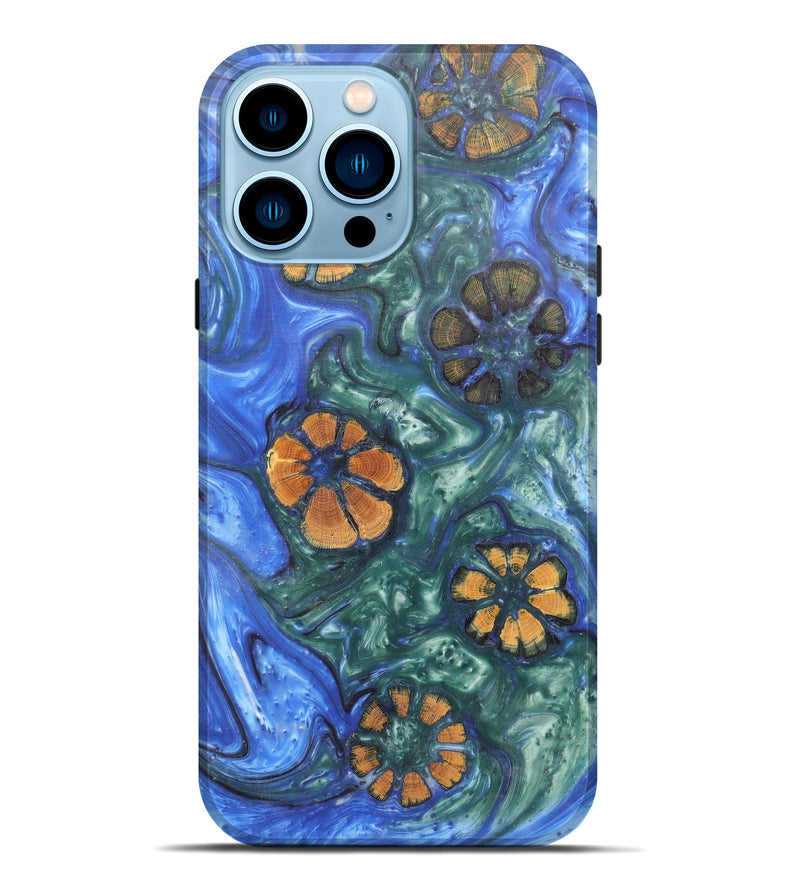 iPhone 14 Pro Max Wood+Resin Live Edge Phone Case - Ismail (Light Blue, 603741)